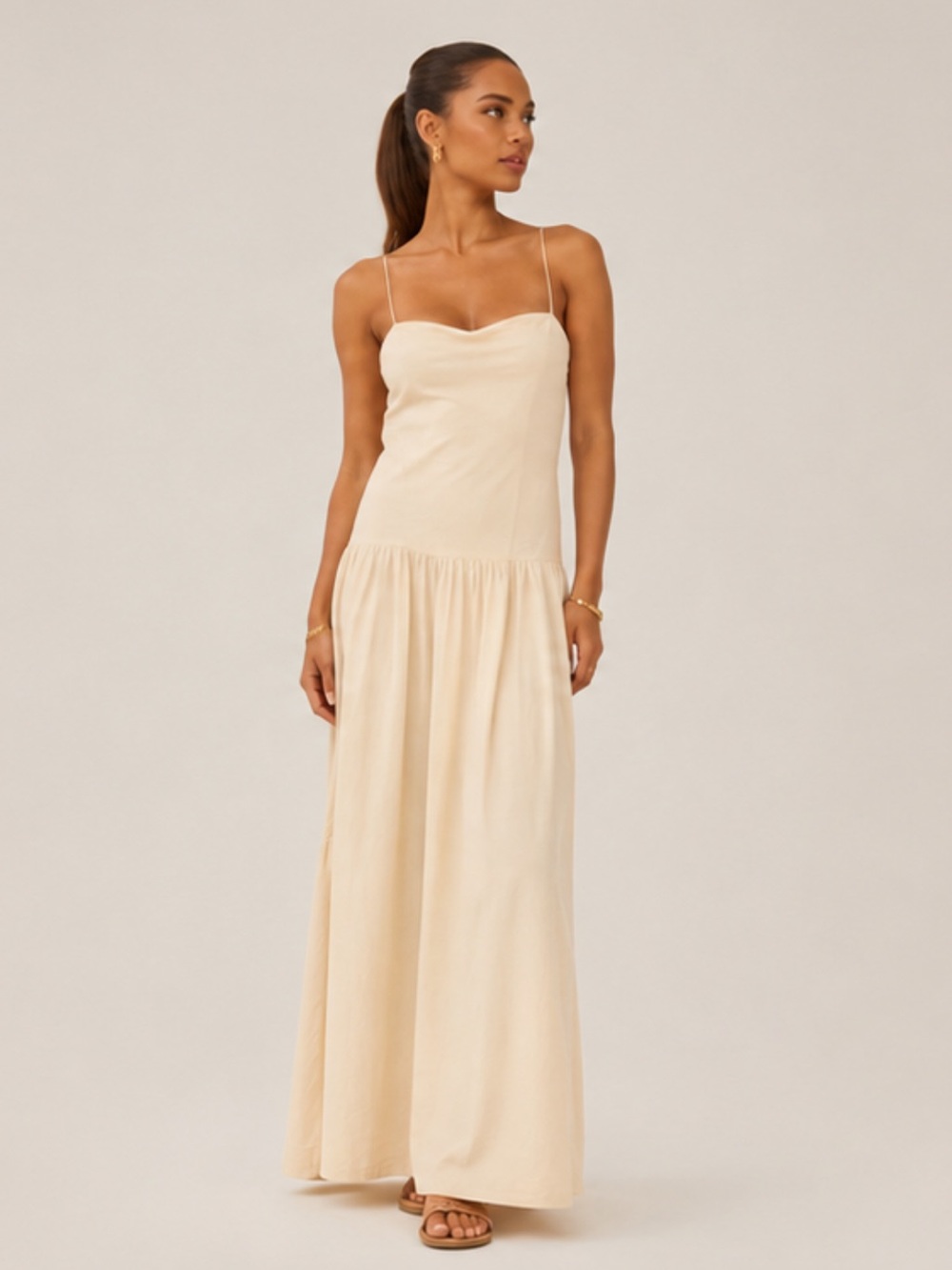 Every Cream Linen Maxi Dress Size L